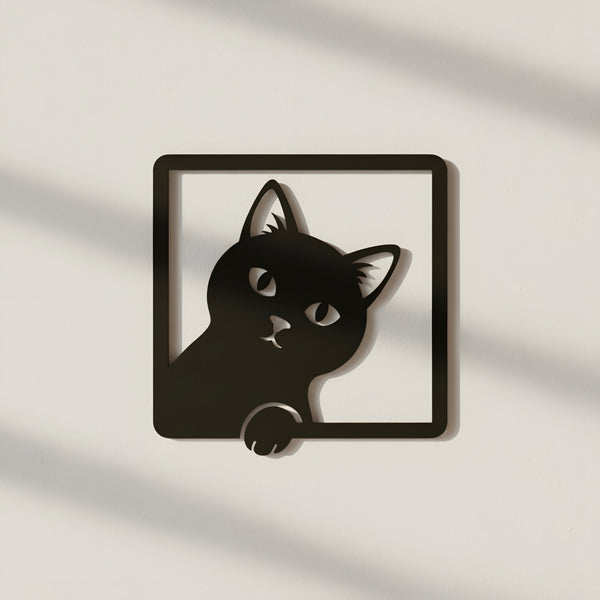 AESTHEX Playful Cat MDF Wall Art – Minimal Laser Cut Modern Pet Silhouette