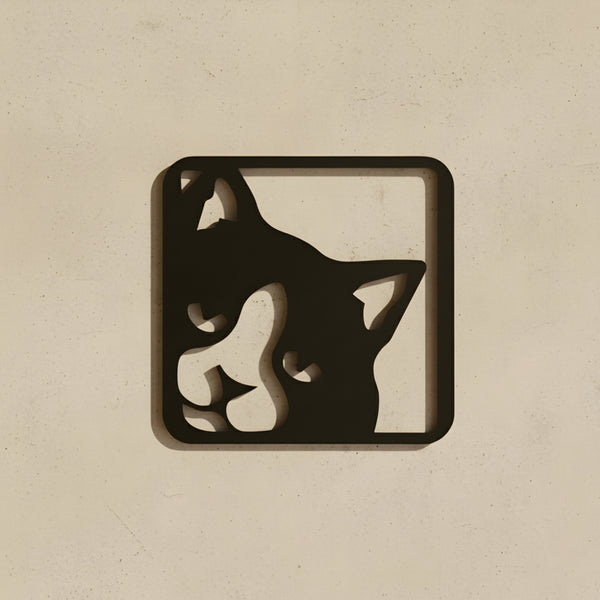 AESTHEX Cat Face MDF Wall Art – Minimal Laser Cut Feline Silhouette Décor