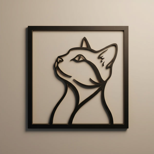 AESTHEX Elegant Cat Silhouette Wall Art – Minimal Laser Cut MDF Frame