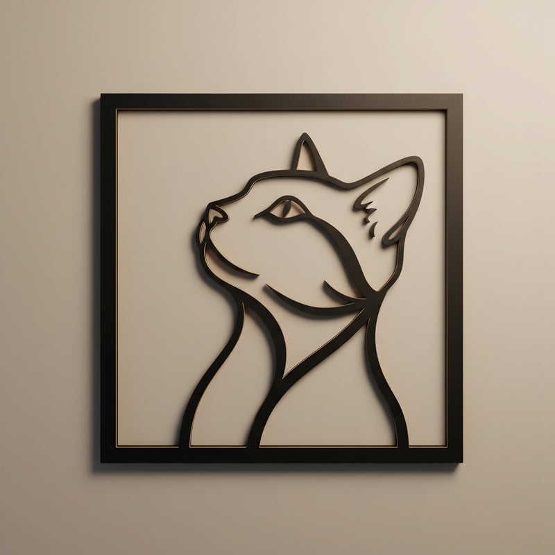 AESTHEX Elegant Cat Silhouette Wall Art – Minimal Laser Cut MDF Frame